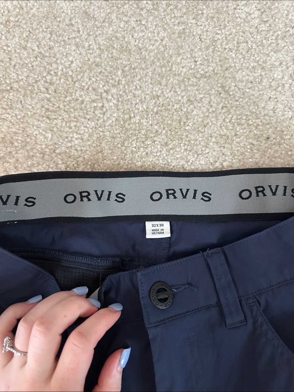 Men's Navy Stretch Casual Pants- Orvis - Picture 2 of 9